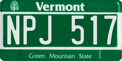 VT license plate NPJ517