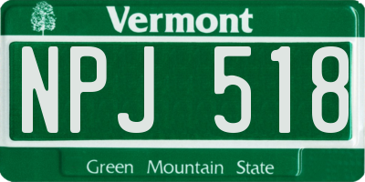 VT license plate NPJ518