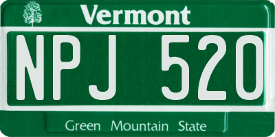 VT license plate NPJ520