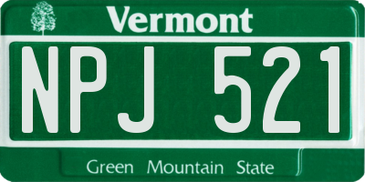 VT license plate NPJ521