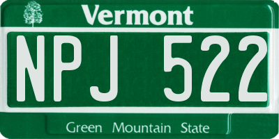 VT license plate NPJ522