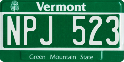 VT license plate NPJ523