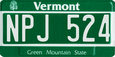 VT license plate NPJ524