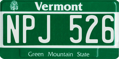 VT license plate NPJ526