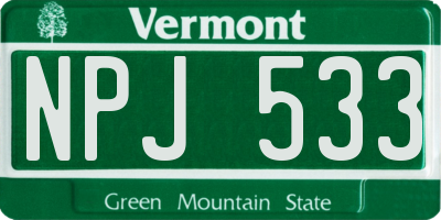 VT license plate NPJ533