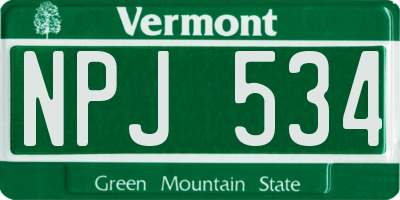 VT license plate NPJ534
