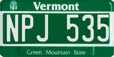 VT license plate NPJ535