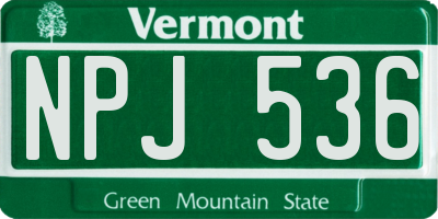 VT license plate NPJ536