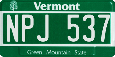 VT license plate NPJ537