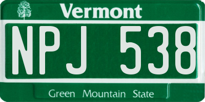 VT license plate NPJ538