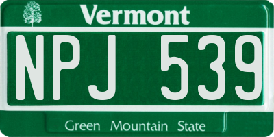 VT license plate NPJ539
