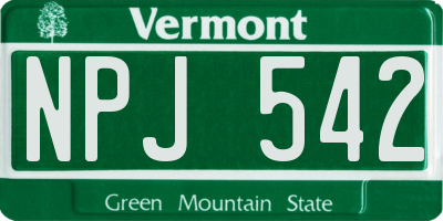 VT license plate NPJ542