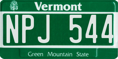 VT license plate NPJ544