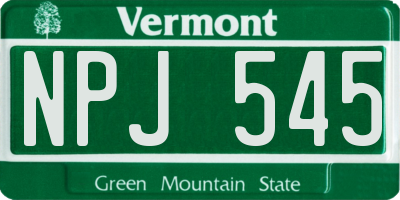 VT license plate NPJ545