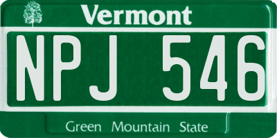 VT license plate NPJ546