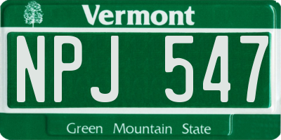 VT license plate NPJ547