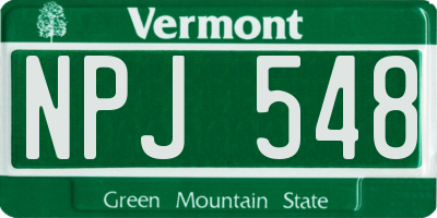 VT license plate NPJ548
