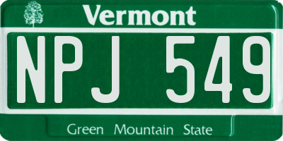 VT license plate NPJ549