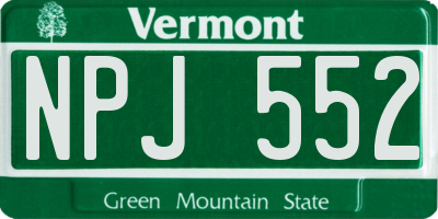 VT license plate NPJ552