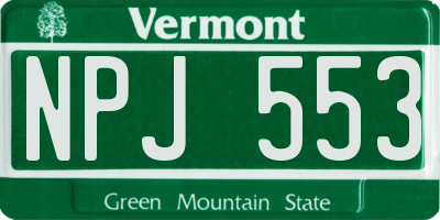 VT license plate NPJ553