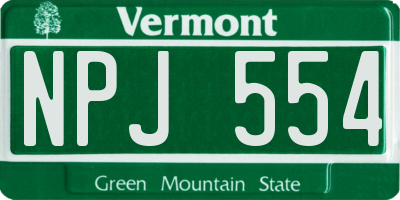 VT license plate NPJ554