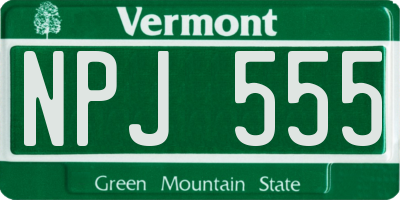 VT license plate NPJ555