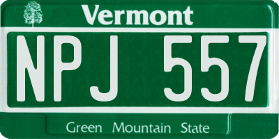 VT license plate NPJ557