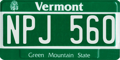 VT license plate NPJ560