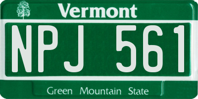 VT license plate NPJ561