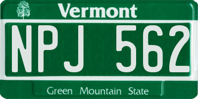 VT license plate NPJ562
