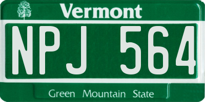 VT license plate NPJ564