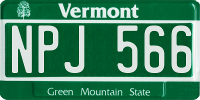 VT license plate NPJ566
