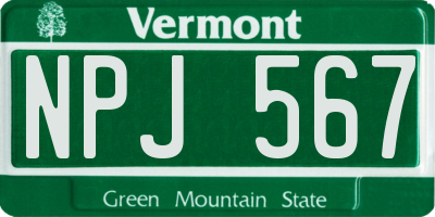 VT license plate NPJ567