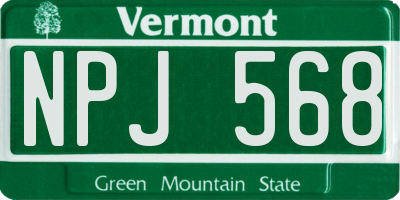 VT license plate NPJ568