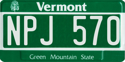 VT license plate NPJ570