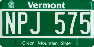 VT license plate NPJ575