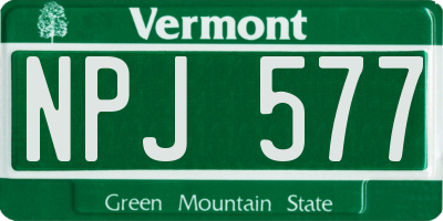 VT license plate NPJ577