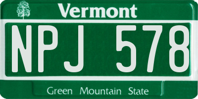 VT license plate NPJ578