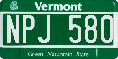 VT license plate NPJ580