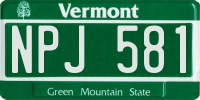 VT license plate NPJ581