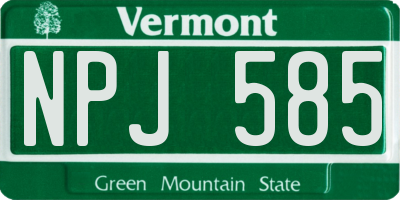 VT license plate NPJ585