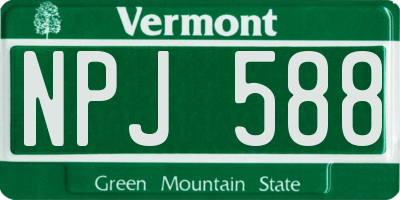 VT license plate NPJ588