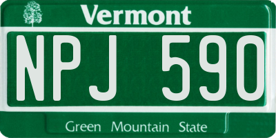 VT license plate NPJ590