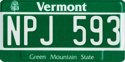 VT license plate NPJ593