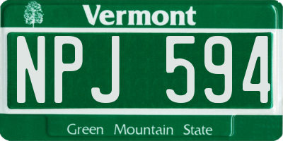VT license plate NPJ594