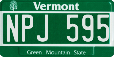 VT license plate NPJ595