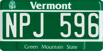 VT license plate NPJ596