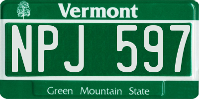 VT license plate NPJ597