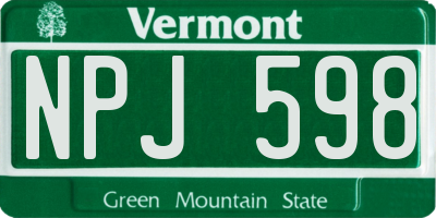 VT license plate NPJ598