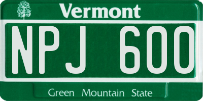 VT license plate NPJ600